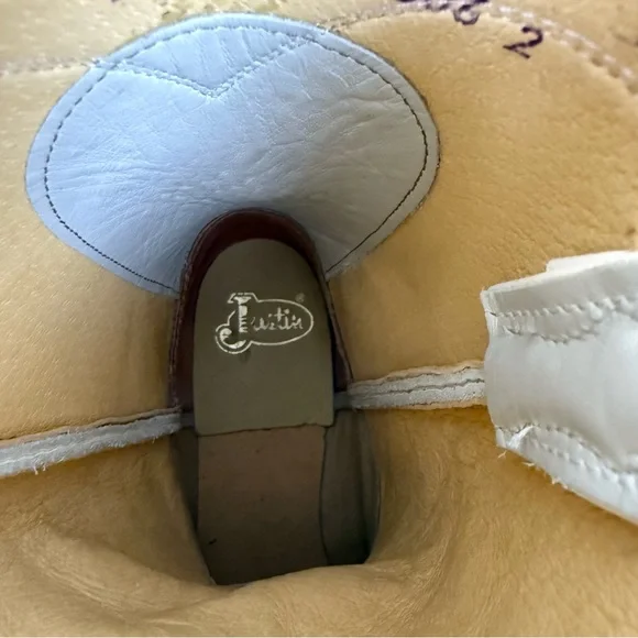 Vintage Justin Pearl White Roper Cowboy Boots Made in USA - Picture 8 of 9